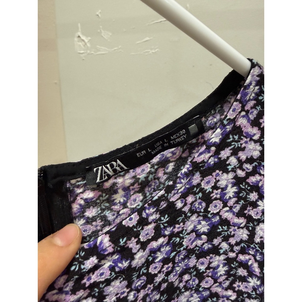 Zara 80s Vintage inspired Vibe Purple Puff Shoulder Sleeve Large - Picture 3 of 4